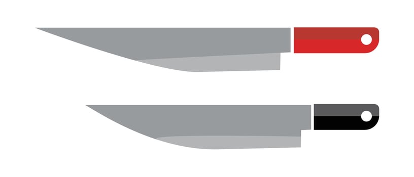 Kitchen knives icon set. vector