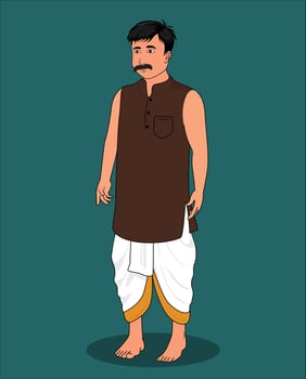 Indian village men cartoon character design for 2d animation vector