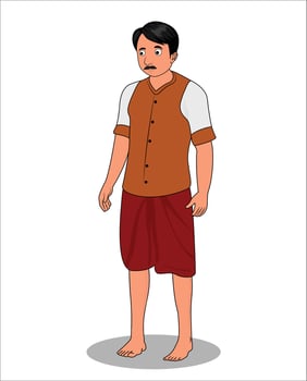 Indian village men cartoon character design for 2d animation vector