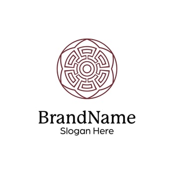 Abstract symmetric Mandala Pattern Logo Design Template vector