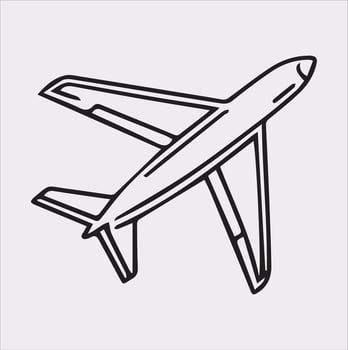 one line art airplane silhouette on white background vector