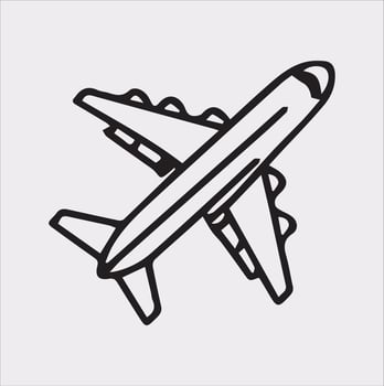 one line art airplane silhouette on white background vector