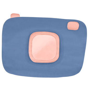 Illustration of blue camera Cartoon doodle style png