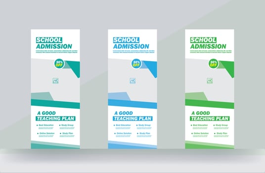 School admission roll up banner design rack card templates vector