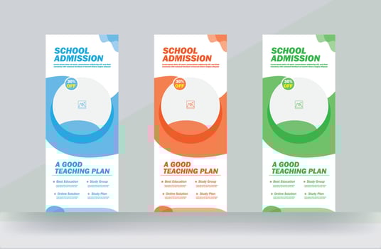 Education admission roll up banner rack card signage cover design template vector