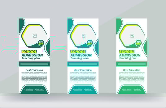 School admission roll up banner design rack card templates vector
