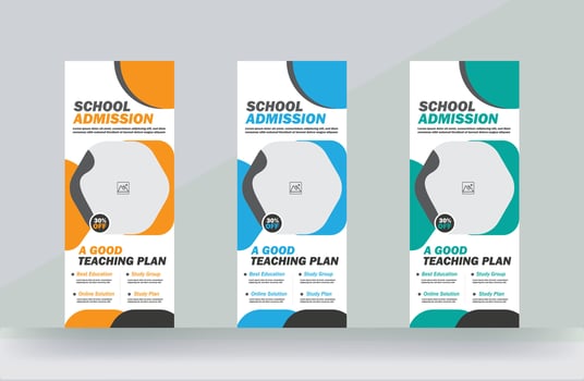 Education admission roll up banner rack card signage cover design template vector