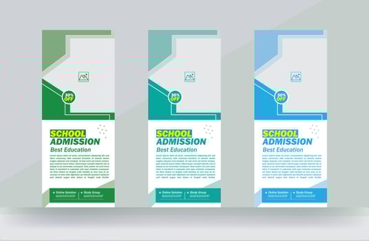 School admission roll up banner design rack card templates vector