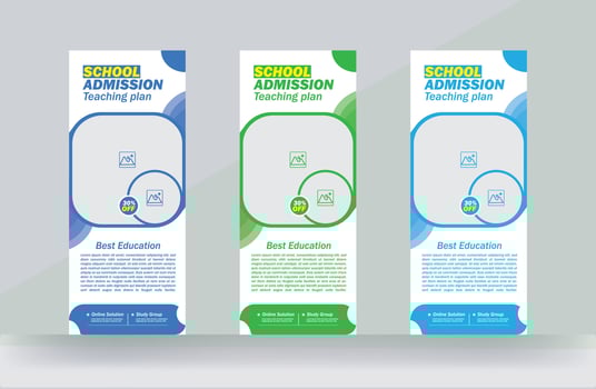 School education admission roll up banner professional design rack card template vector