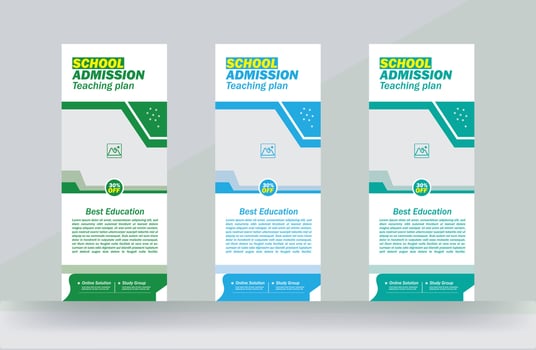 School education admission roll up banner professional design rack card template vector