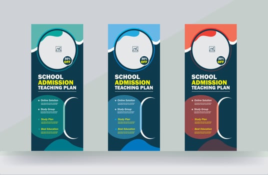 Education admission roll up banner rack card signage cover design template vector