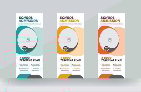 School education admission roll up banner professional design rack card template vector