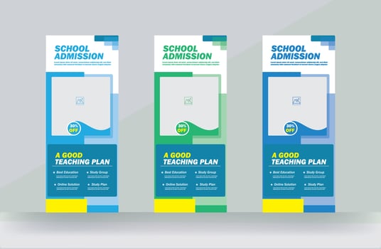 School Admission Roll Up Banner Template vector