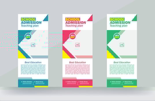 School Admission Roll Up Banner Template vector