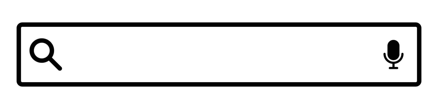 Search bar, magnifying glass and microphone. vector