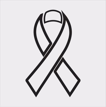 Cancer Ribbon silhouette on white background cancer awareness. Symbol healthcare vector