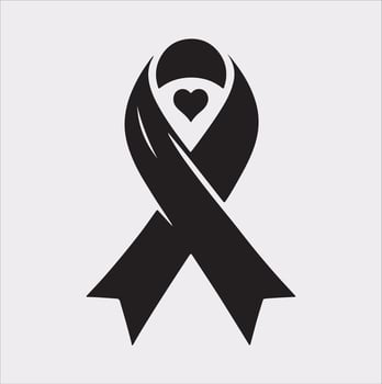 Cancer Ribbon silhouette on white background cancer awareness. Symbol healthcare vector