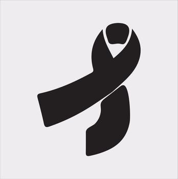 Cancer Ribbon silhouette on white background cancer awareness. Symbol healthcare vector