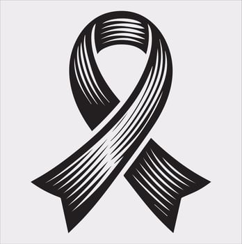 Cancer Ribbon silhouette on white background cancer awareness. Symbol healthcare vector