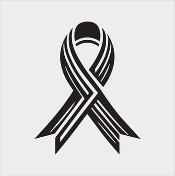 Cancer Ribbon silhouette on white background cancer awareness. Symbol healthcare vector