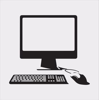computer set silhouette on white background vector