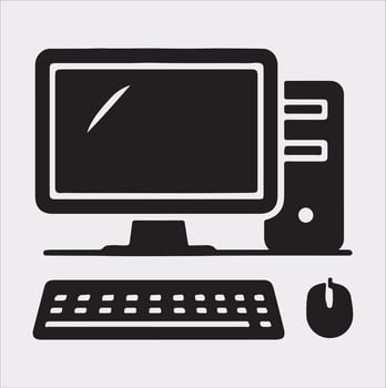 computer set silhouette on white background vector