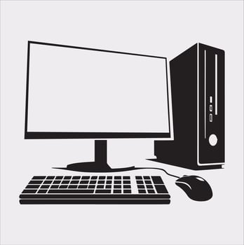 computer set silhouette on white background vector