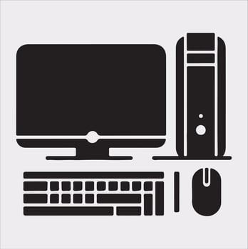 computer set silhouette on white background vector