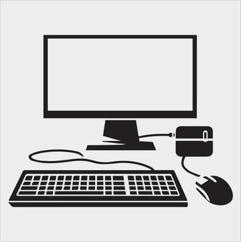 computer set silhouette on white background vector