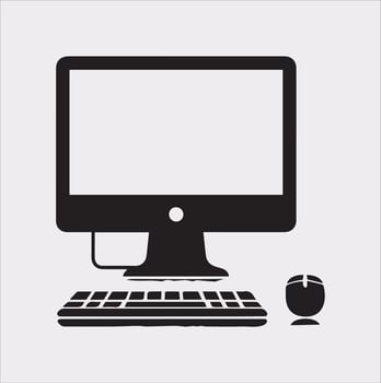 computer set silhouette on white background vector