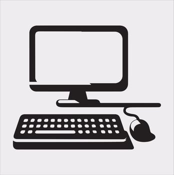computer set silhouette on white background vector