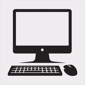 computer set silhouette on white background vector
