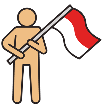 Indonesian patriotic freedom celebration. hand holding a flag png