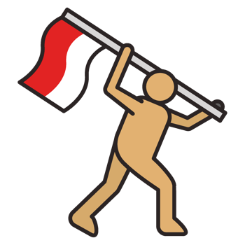 man with flag. Indonesian patriotic freedom celebration png