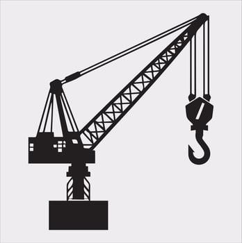 Building Crane and hook logo design silhouette on white background vector
