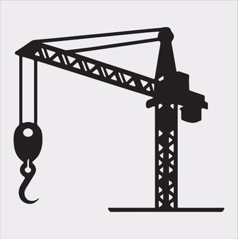Building Crane and hook logo design silhouette on white background vector