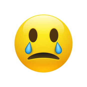 yellow crying emoticon with opened eyes vector