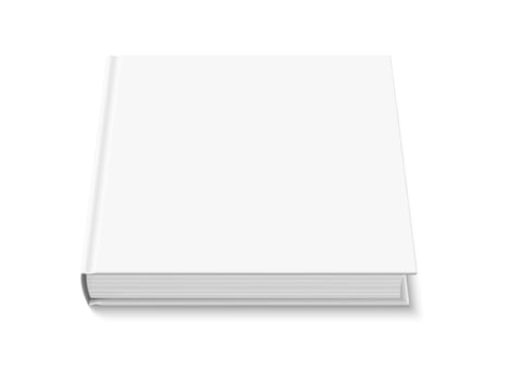 Closed white square hardcover book mockup isolated vector