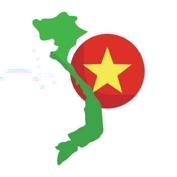 Round Vietnam flag and map of Vietnam. . vector