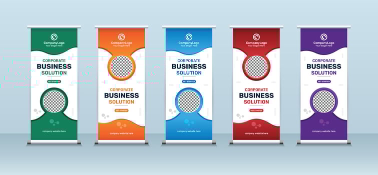 Modern business creative corporate roll up stand banner design with mockup template vector