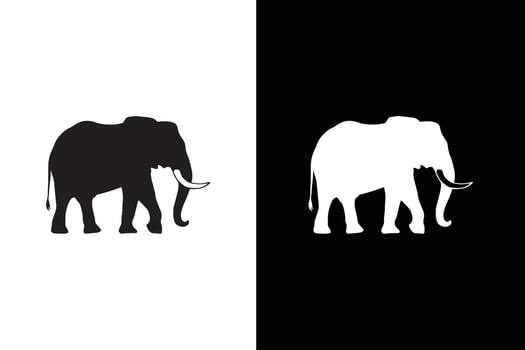 Elephant wild animal icon silhouette, sign, symbol, logo, editable stroke, flat design style isolated on black background vector