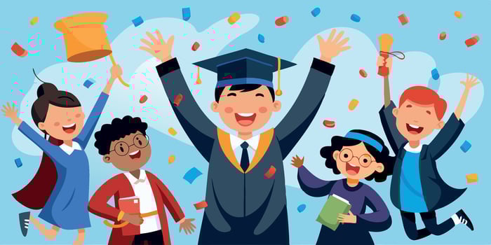 Happy graduate students vector