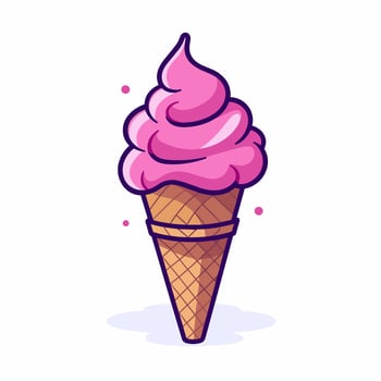 Ice cream cone sweet food strawberry cartoon icon logo illustration flat cartoon dessert drawing art isolated background vector