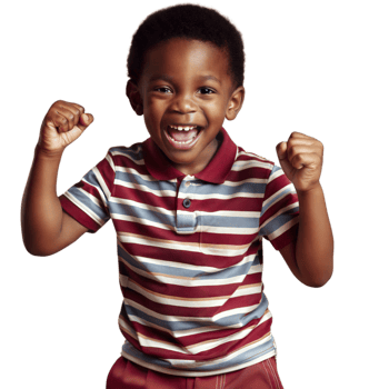 Young Boy Cheering With Fists Raised in the Air png