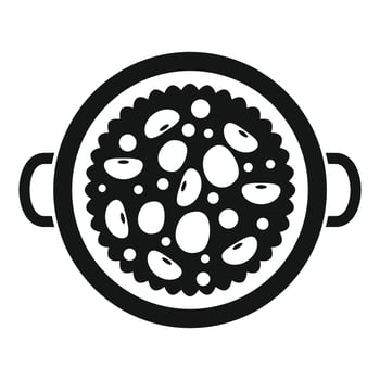 Cooking pot filled with beans top view icon vector