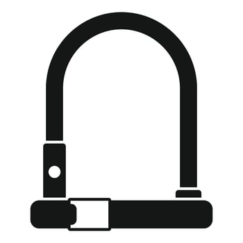 Black bike u lock protecting bicycle from theft vector