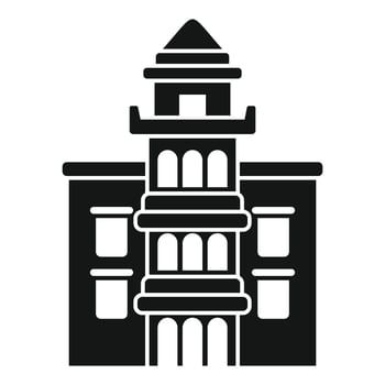 Black building with tower facade real estate icon vector