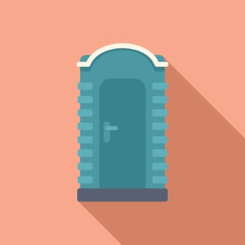 Public bio toilet cabin standing on the ground vector