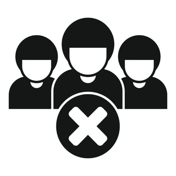 Group of people with delete sign showing access denied concept vector