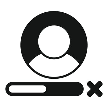 User account being deleted with progress bar icon vector